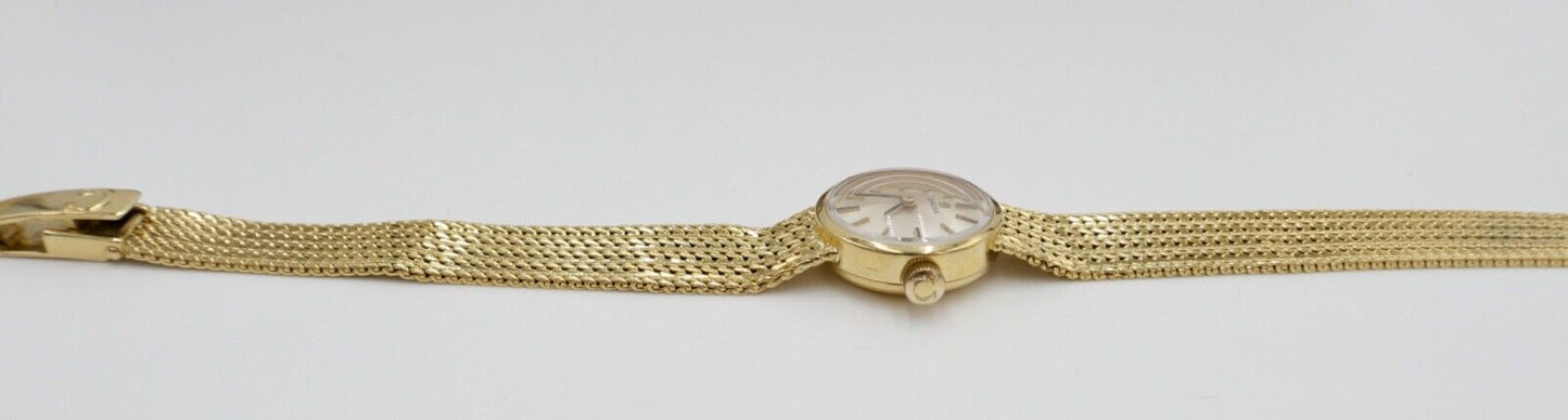 1960er Elegante OMEGA 7173 Gelbgold Damenuhr 750 18K orig. Etui Ø 17mm Kal. 484 - Antikhandel-Stuttgart