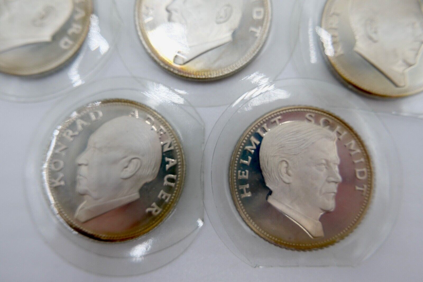 5x 925 Silbermedaillen " Bundeskanzler der Bundesrepublik " mit Unterschrift PP - Antikhandel-Stuttgart