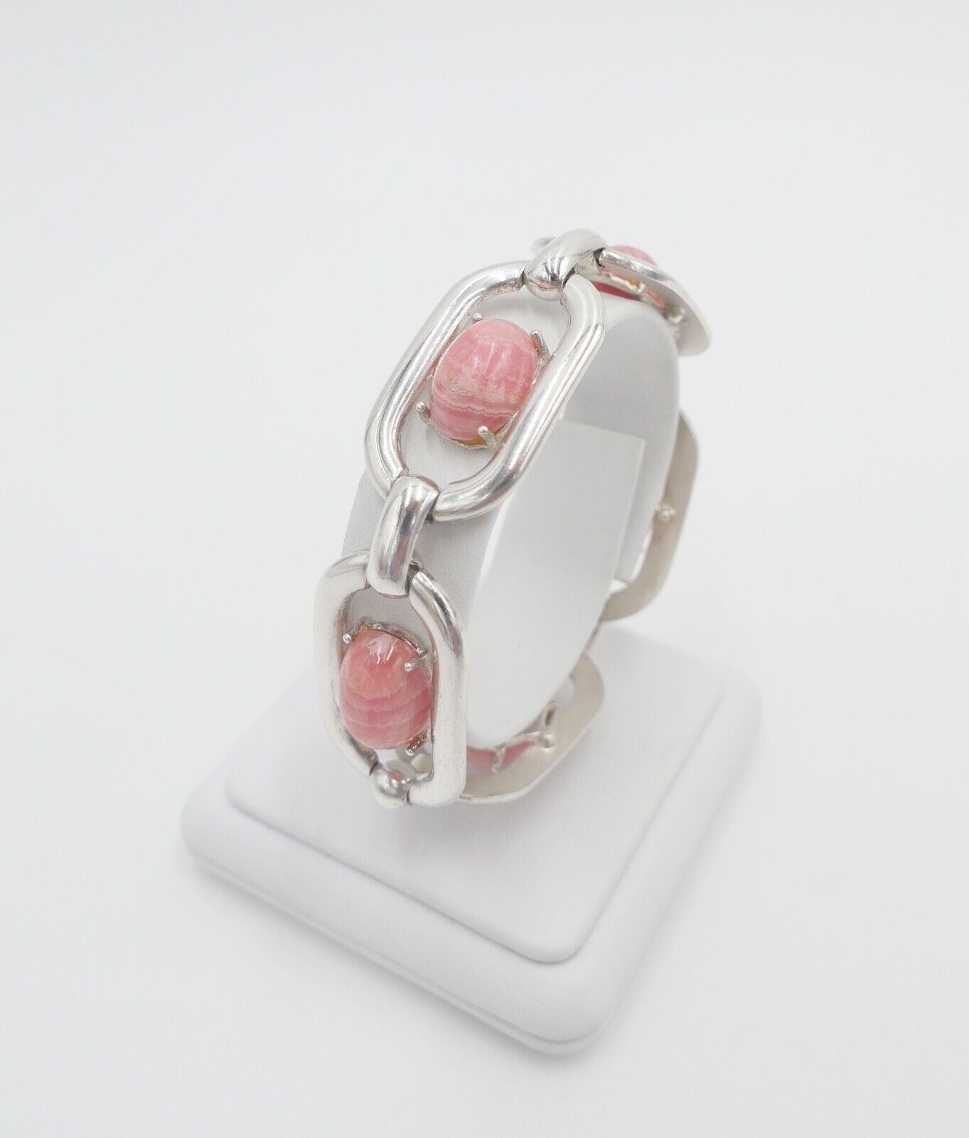 vintage 80er Jahre Silber 835 Glieder - Armband mit Rhodochrosit - Antikhandel-Stuttgart