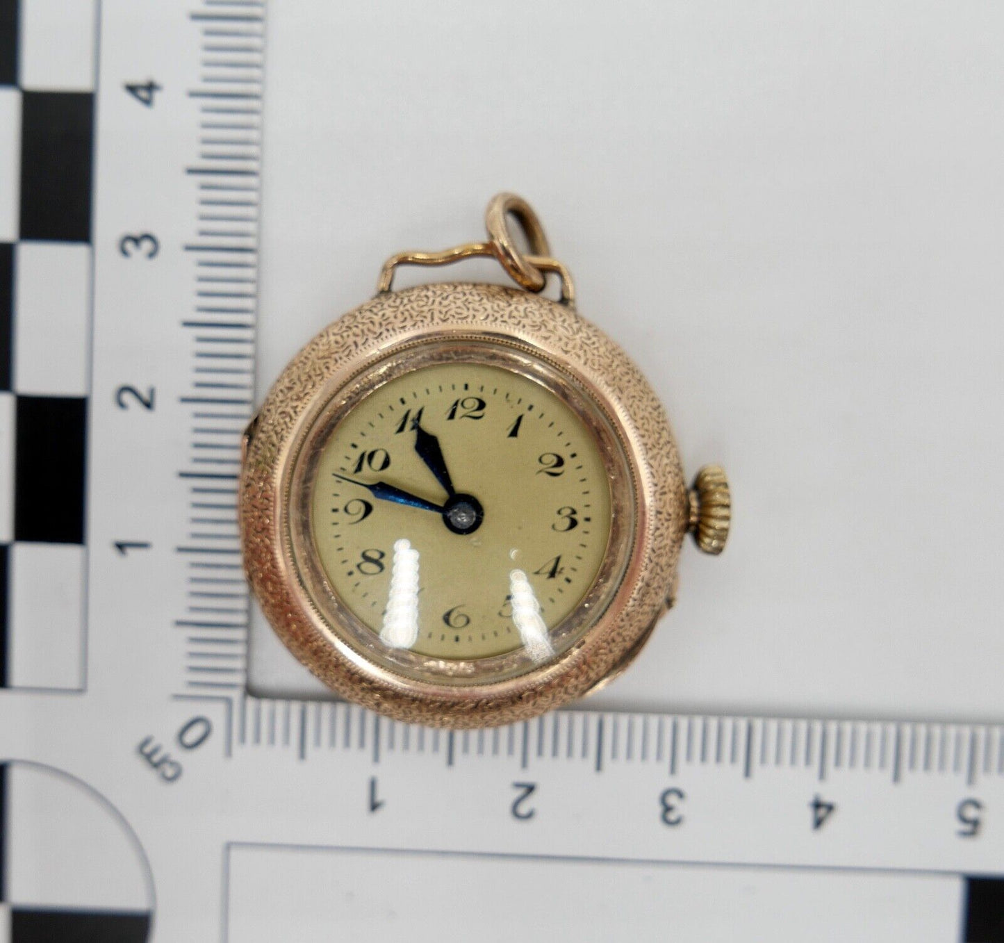 Antike Schweizer Damen Taschenuhr Kettenuhr 585 Gold Floral Emaille OPEN FACE - Antikhandel-Stuttgart