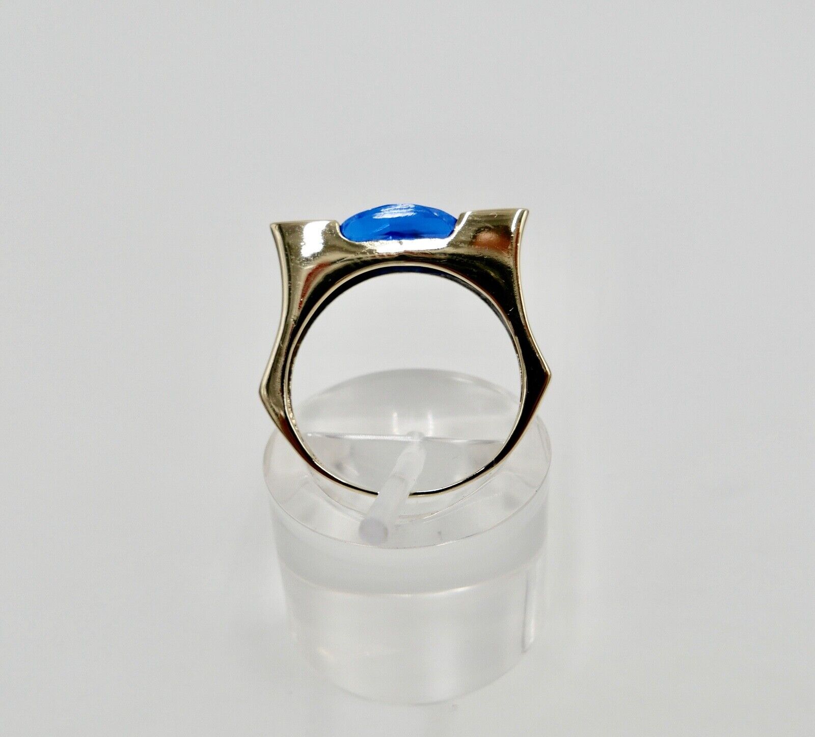 Gelb Gold Damen Ring Gr. 58 blauer Synthetisch Spinell 333 8K - Antikhandel-Stuttgart