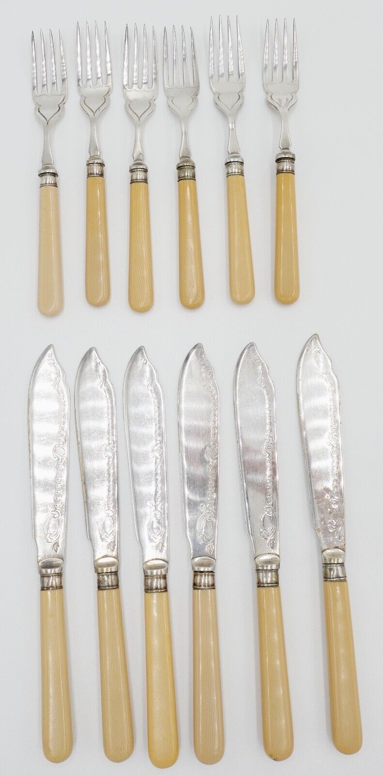 12 Teile E.P.N.S. Besteck 30er / 40er Jahre vintage Gabel Fischmesser - Antikhandel-Stuttgart