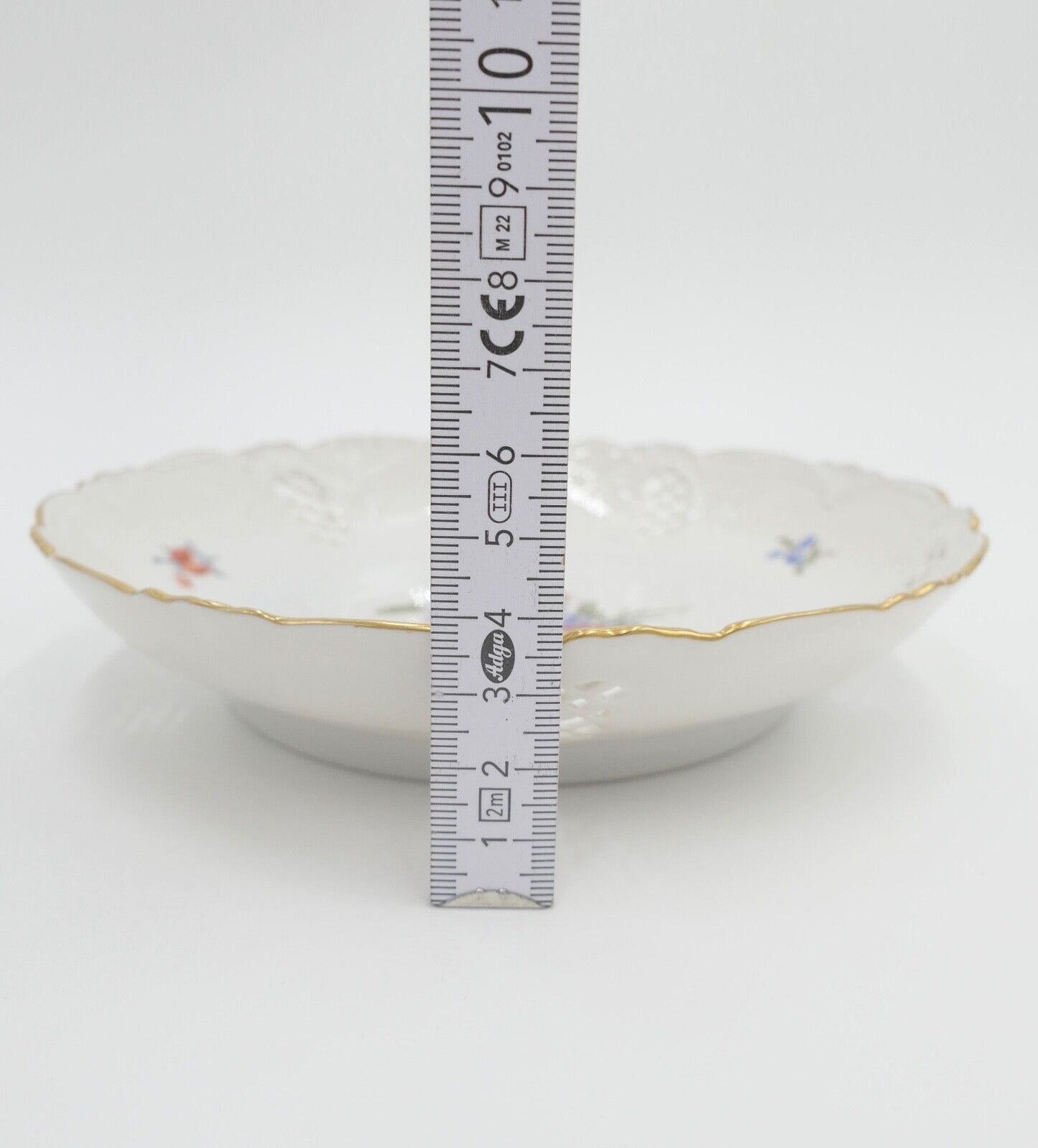 60er Jahre Nymphenburg WEST GERMANY Porzellan Teller Schale Blumenbuket Goldrand - Antikhandel-Stuttgart