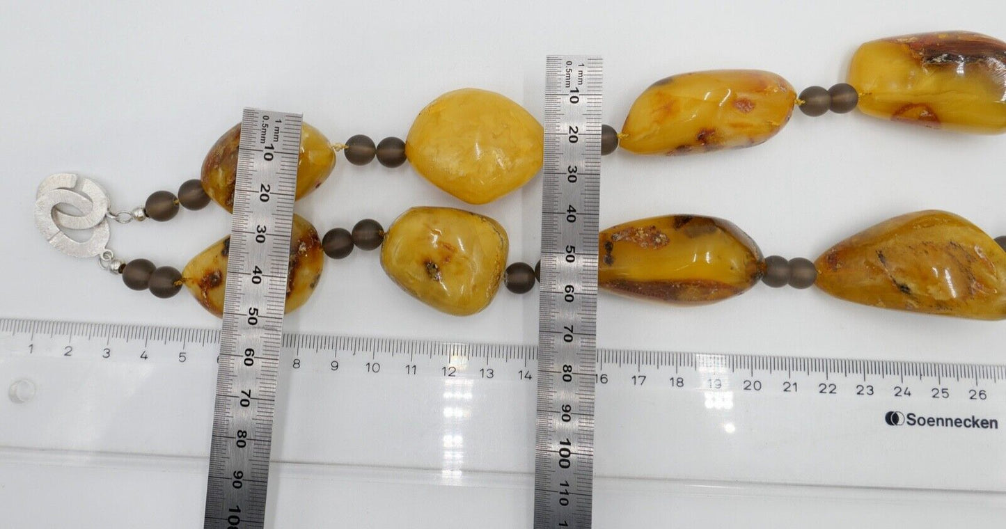 vintage XXL Bernstein Kette Halskette Collier 296,6 gr silber 925 - Antikhandel-Stuttgart