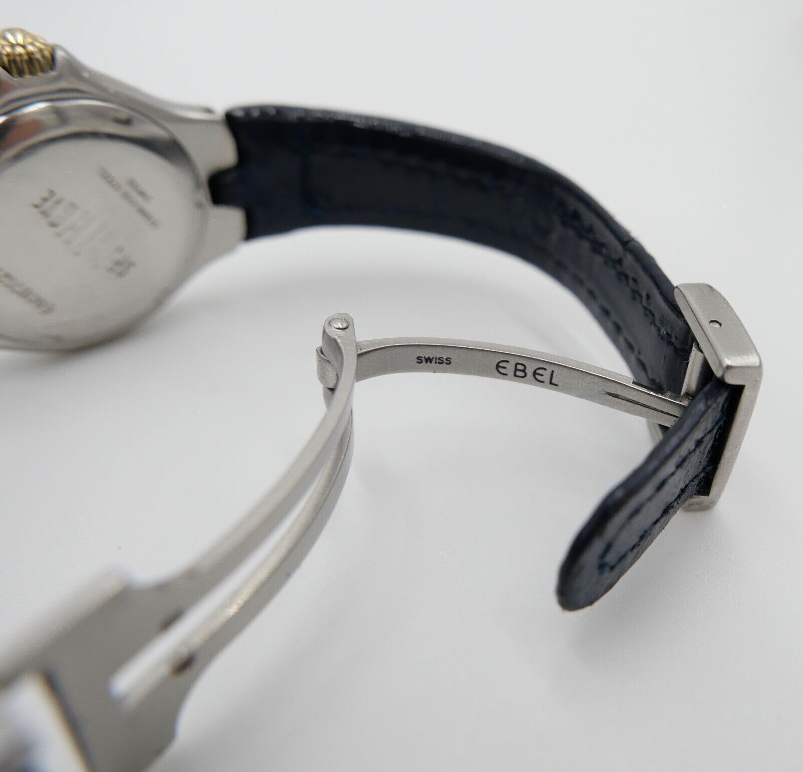 2000er EBEL SPORTWAVE QUARZ E6087621 blaues Lederband Damenuhr Ø 27mm - Antikhandel-Stuttgart