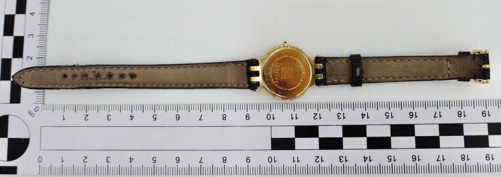 90er Jahre Noblia Damen Armbanduhr 5420-F41434 Y Quartz vergoldet Lederband - Antikhandel-Stuttgart