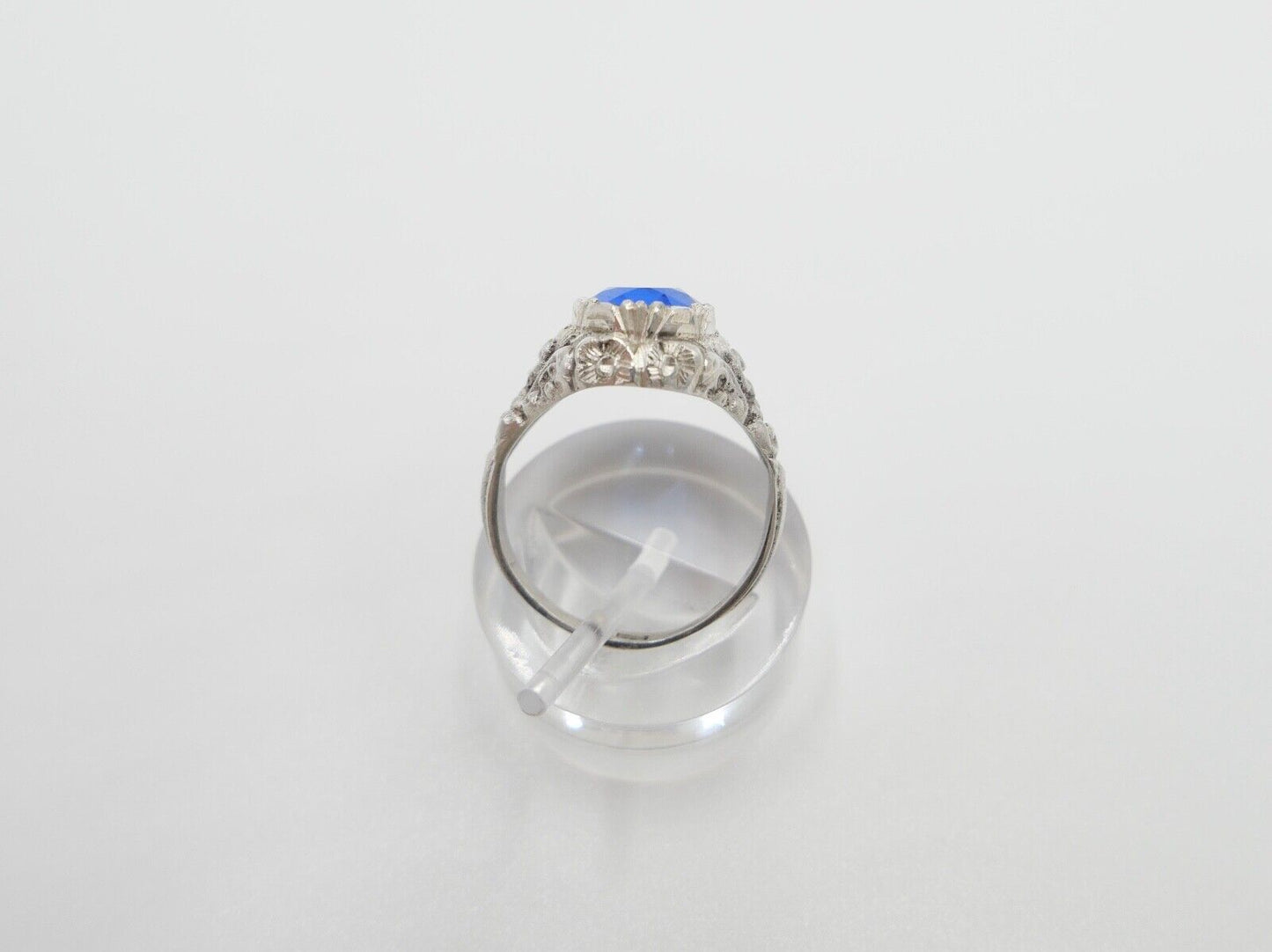 Jugendstil Damenring Ring Silber 935 Gr. 56 mit blauem Glasstein - Antikhandel-Stuttgart