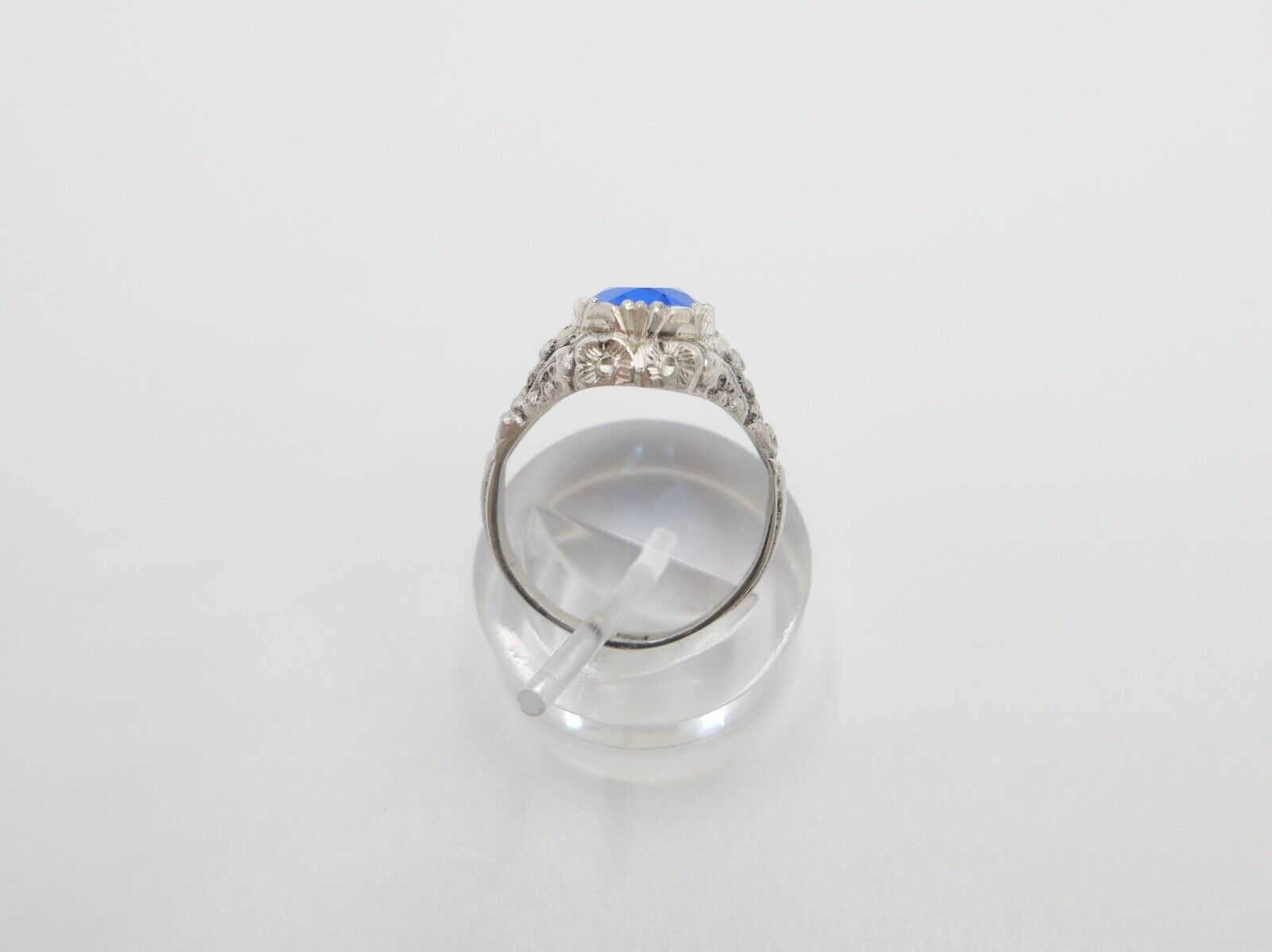 Jugendstil Damenring Ring Silber 935 Gr. 56 mit blauem Glasstein - Antikhandel-Stuttgart