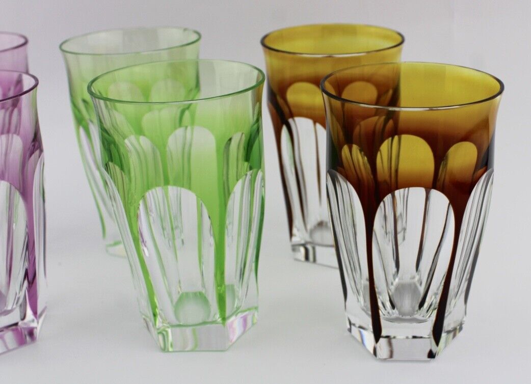 6x original bunte Kristall Gläser " MOSER CROMWELL " 12 cm - Antikhandel-Stuttgart