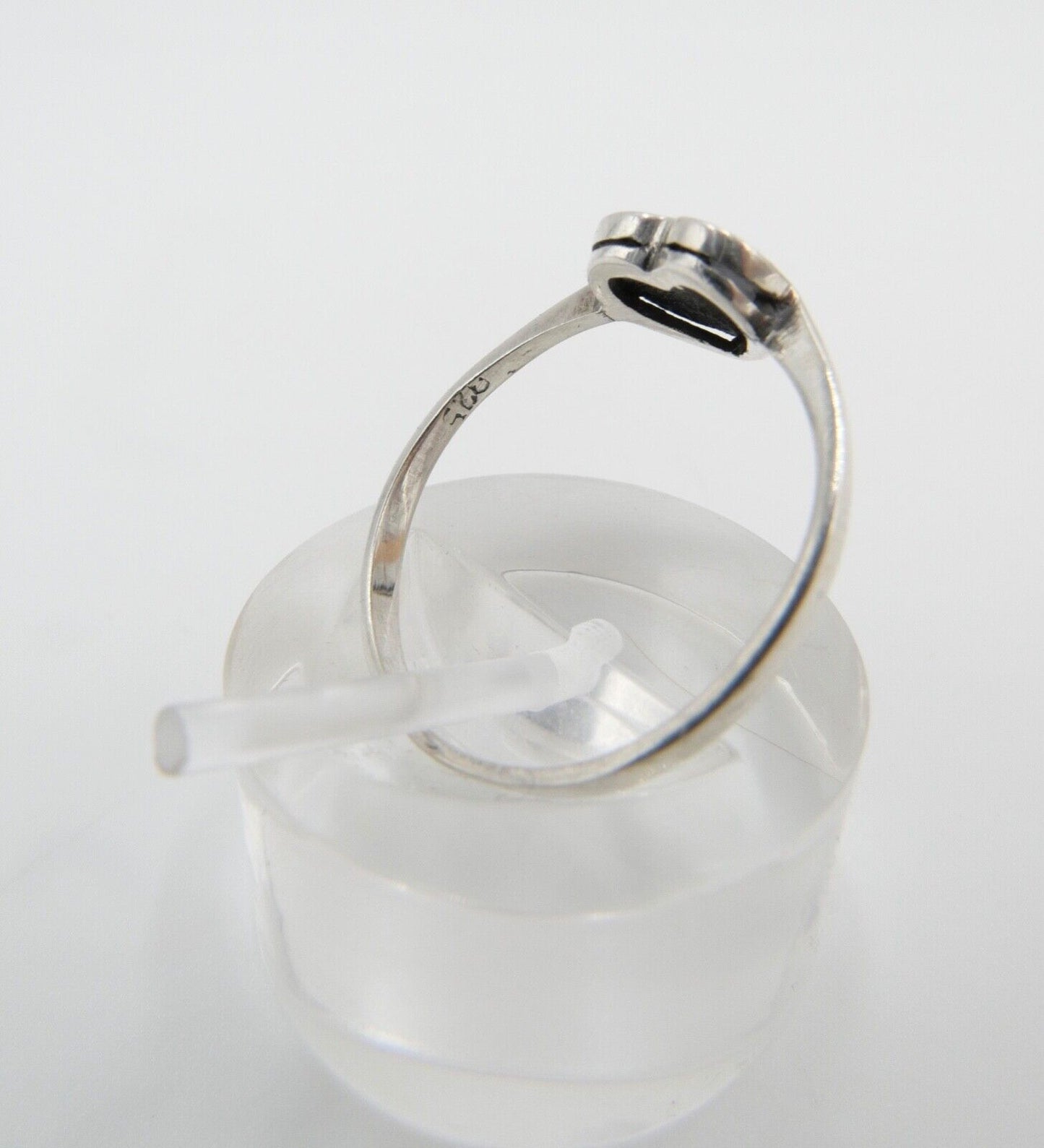 80er Jahre filigraner Markasit Silberring Herz Gr. 57 vintage - Antikhandel-Stuttgart