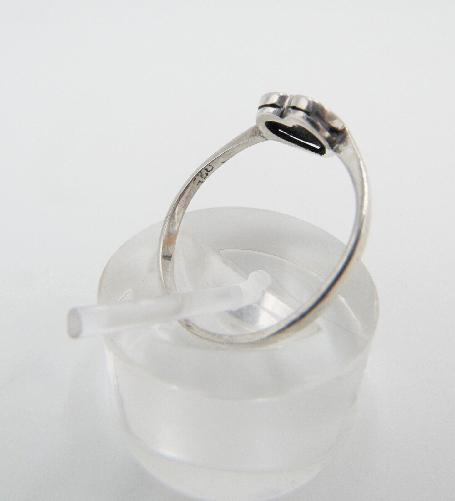 80er Jahre filigraner Markasit Silberring Herz Gr. 57 vintage - Antikhandel-Stuttgart