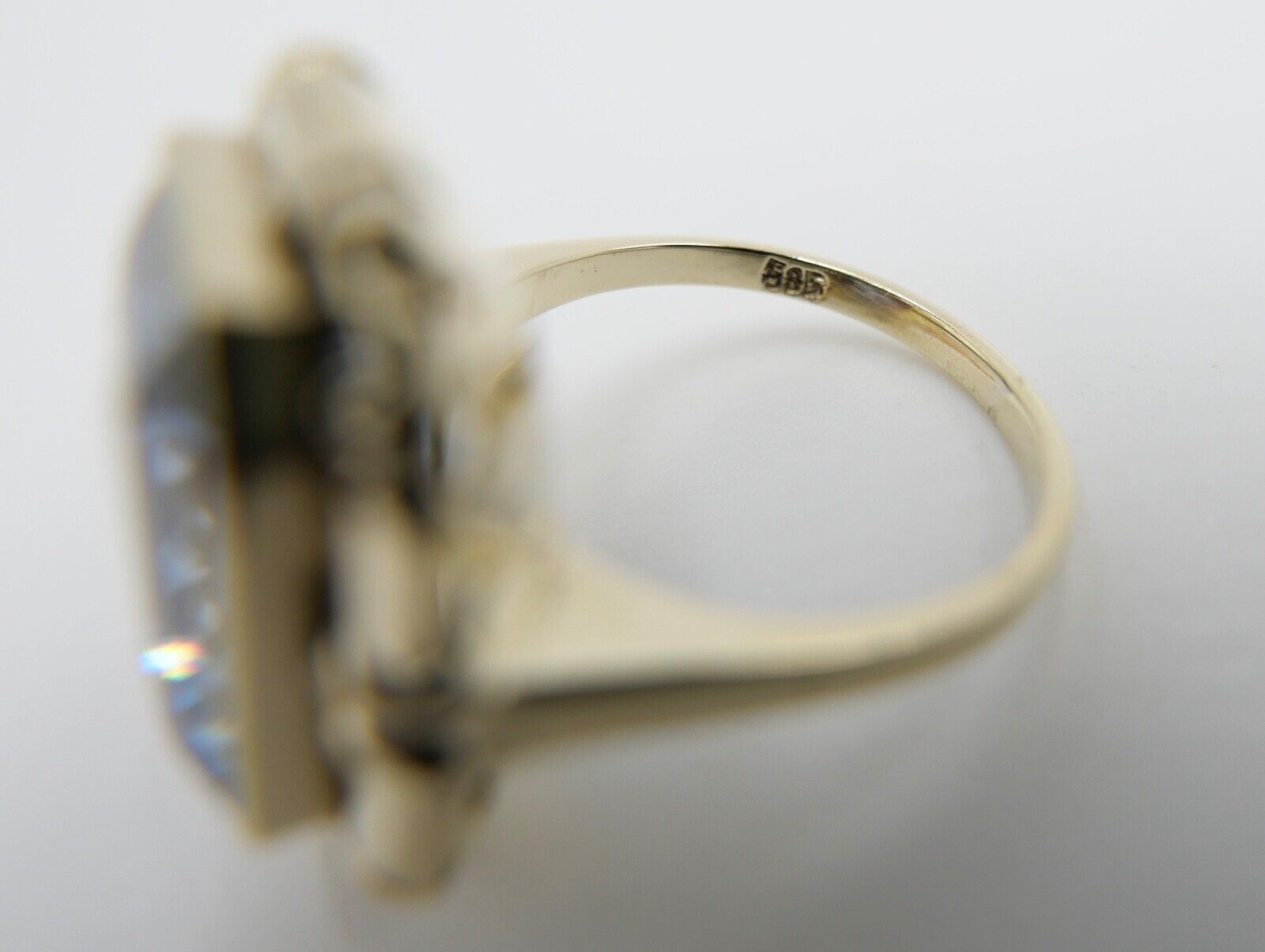 1940er Gold Ring 14K 585 Damenring 9,5 Ct mit blauen synth. Spinell Gr. 53-54 - Antikhandel-Stuttgart