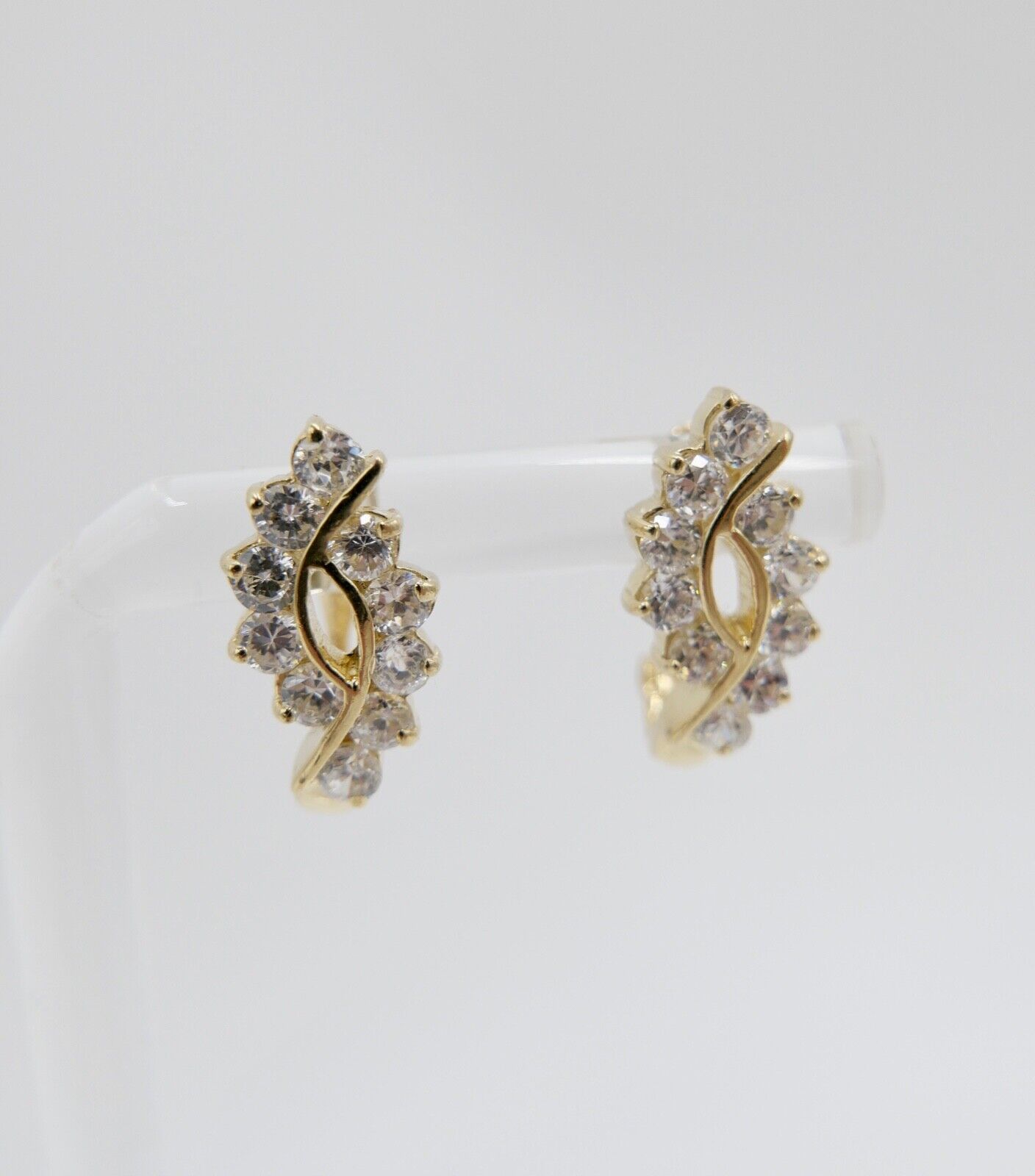 1,2 Ct Zirkonia Diamant Imitat Elegante Creolen Clips Gold 585 14K SARA Ohrringe - Antikhandel-Stuttgart