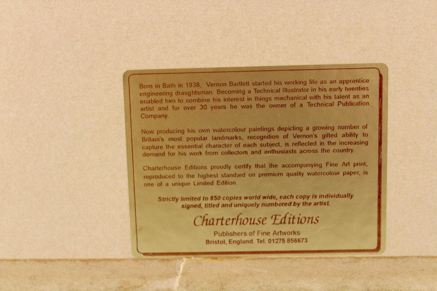 Aquarell Vernon Bartlett 98 " The Pump Room Bath " 673/850 Charterhouse Edition - Antikhandel-Stuttgart