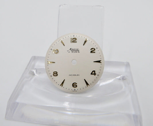 Minerva Zifferblatt Ø 25,5mm NEUwertig 17 Rubis Incabloc - Antikhandel-Stuttgart