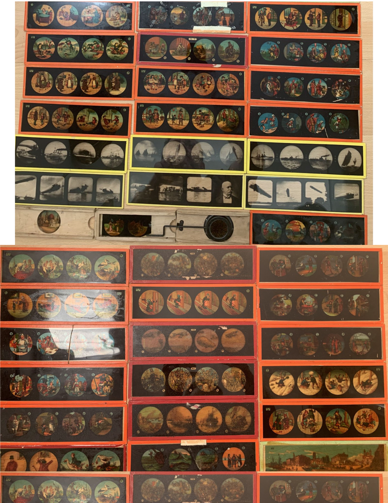 Laterna Magica GBN Gebrüder BING Nürnberg Karton 37 Glasbilder OVP 1910 Zubehör - Antikhandel-Stuttgart