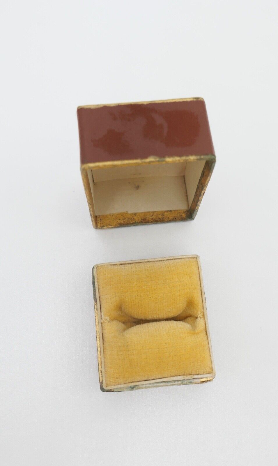 antikes Ringetui 3,5x4x2,8 cm Braun Etui Box Aufbewahrung Schatulle - Antikhandel-Stuttgart