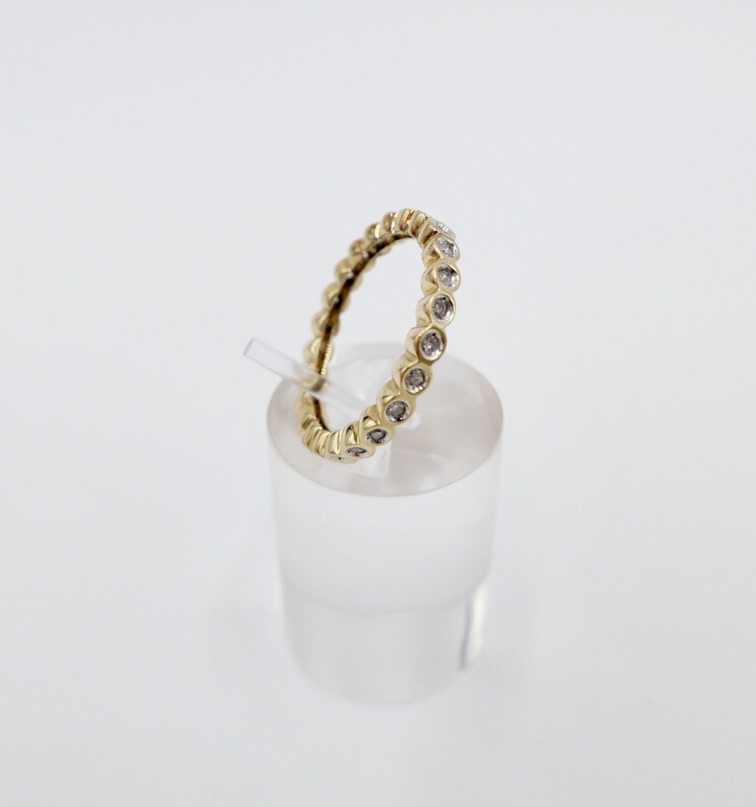 90er Jahre Memory Ring Memoirering Gelbgold Gold 585 14K Zirkonia 0,96 Ct Gr. 60 - Antikhandel-Stuttgart