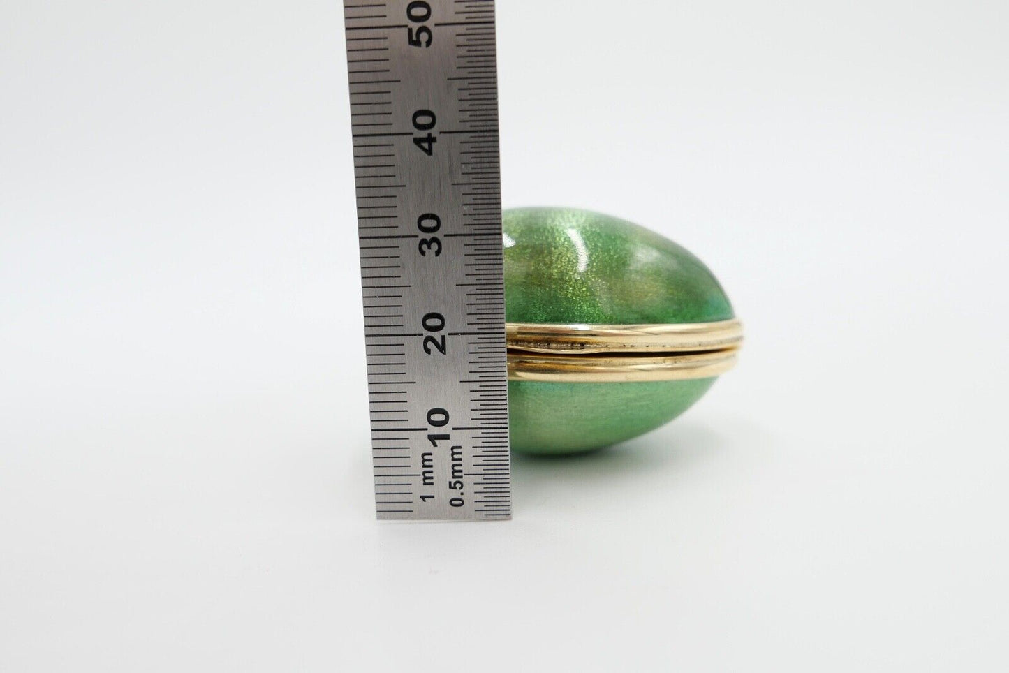 70er Jahre Ei-förmige Pillendose Emaille Keramik 800 Silber vergoldet Florenz It - Antikhandel-Stuttgart