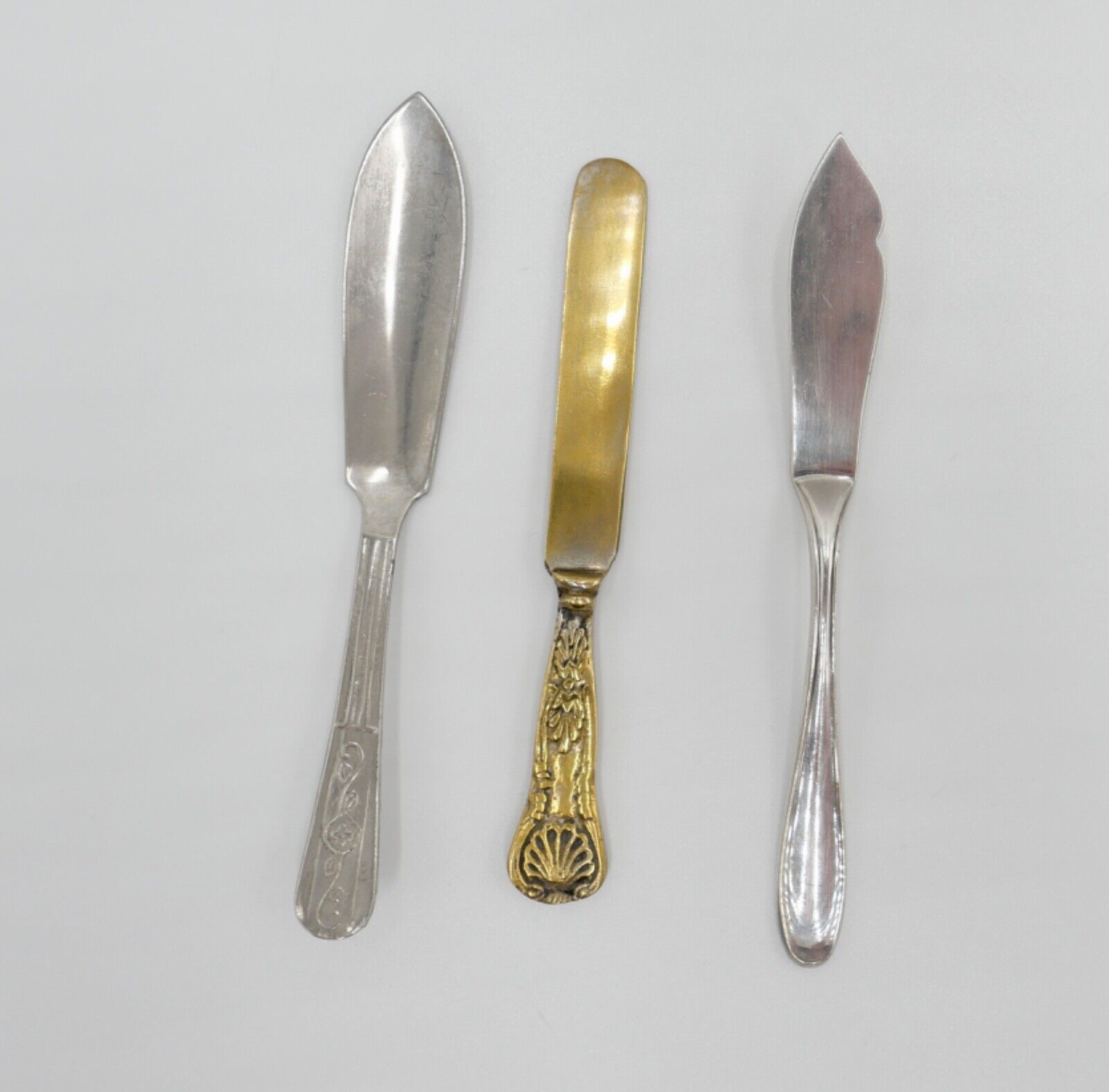 3 Tlg. vergoldet / versilbert Kinderbesteck Messer Fischbesteck alt antik - Antikhandel-Stuttgart