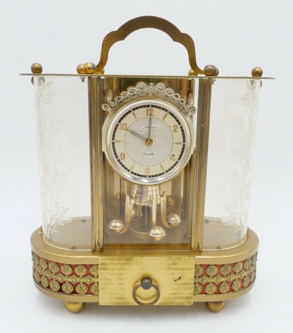 1950 SCHMID Spieluhr Jahresuhr 8 Tage Vintage Musik Kusswalzer Drehpendeluhr - Antikhandel-Stuttgart