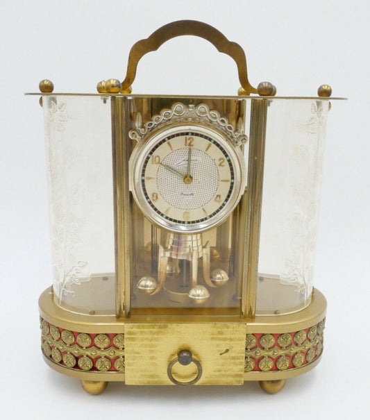 1950 SCHMID Spieluhr Jahresuhr 8 Tage Vintage Musik Kusswalzer Drehpendeluhr - Antikhandel-Stuttgart