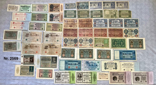 Posten 58x Inflation Geldscheine Banknoten Mark UNC dt. Reich Ro. 36 63 84 usw.
