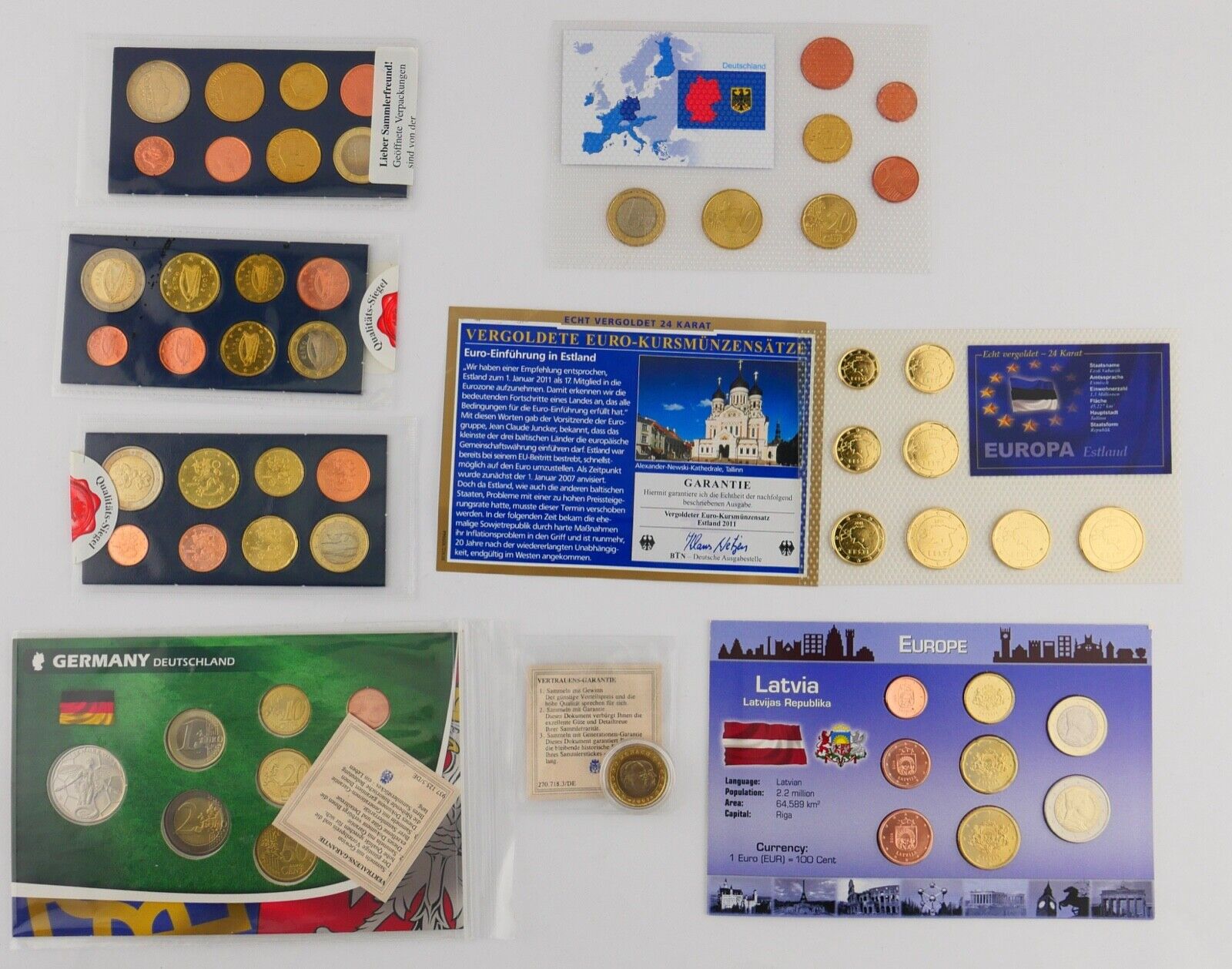 ca. 135 Euro Satz div. Münzen Medaillen Deutschland Malta Litauen Estland 24K - Antikhandel-Stuttgart