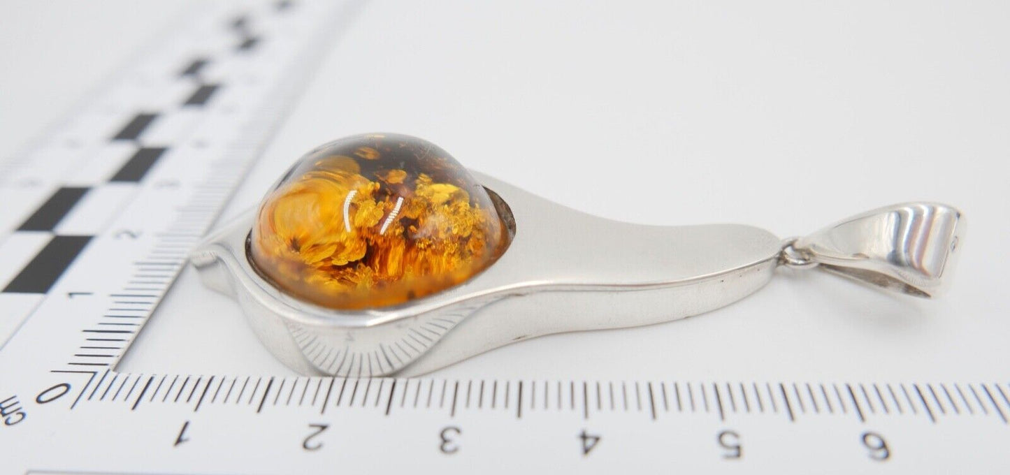Massiver Bernstein Anhänger 925 Silber Amber 7,2 cm - Antikhandel-Stuttgart