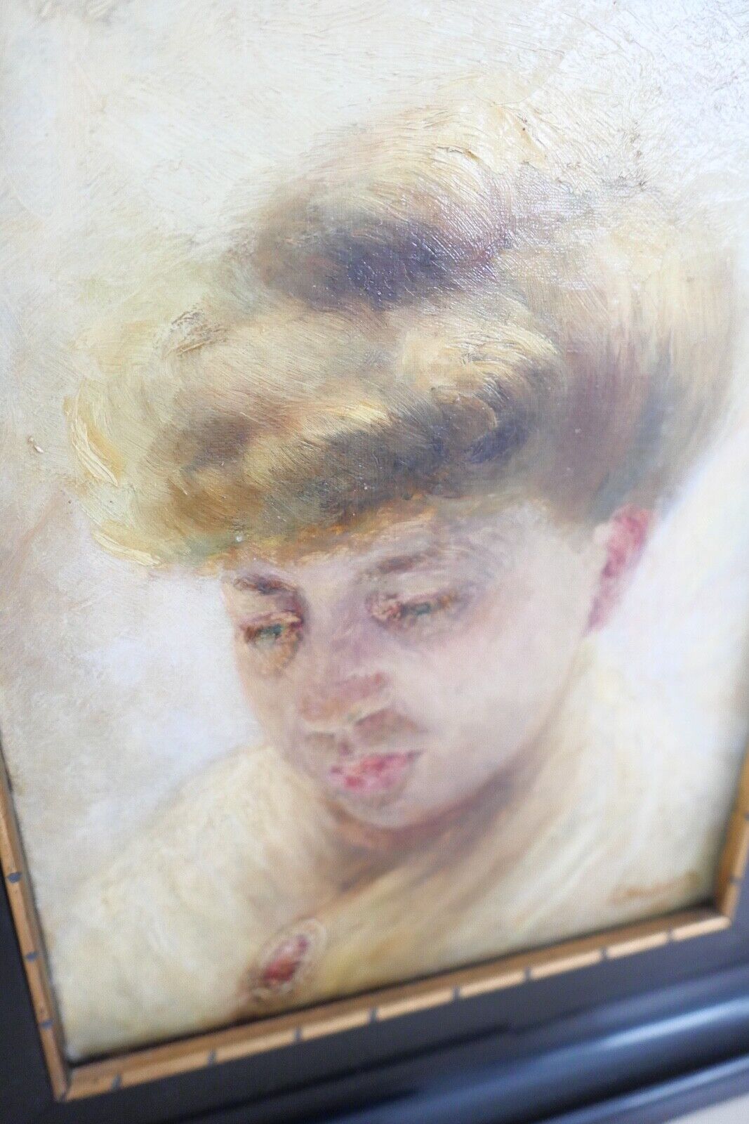 Gemälde Öl auf Leinwand Portrait einer Frau " C. Huberts " 38,5x33 cm gerahmt - Antikhandel-Stuttgart
