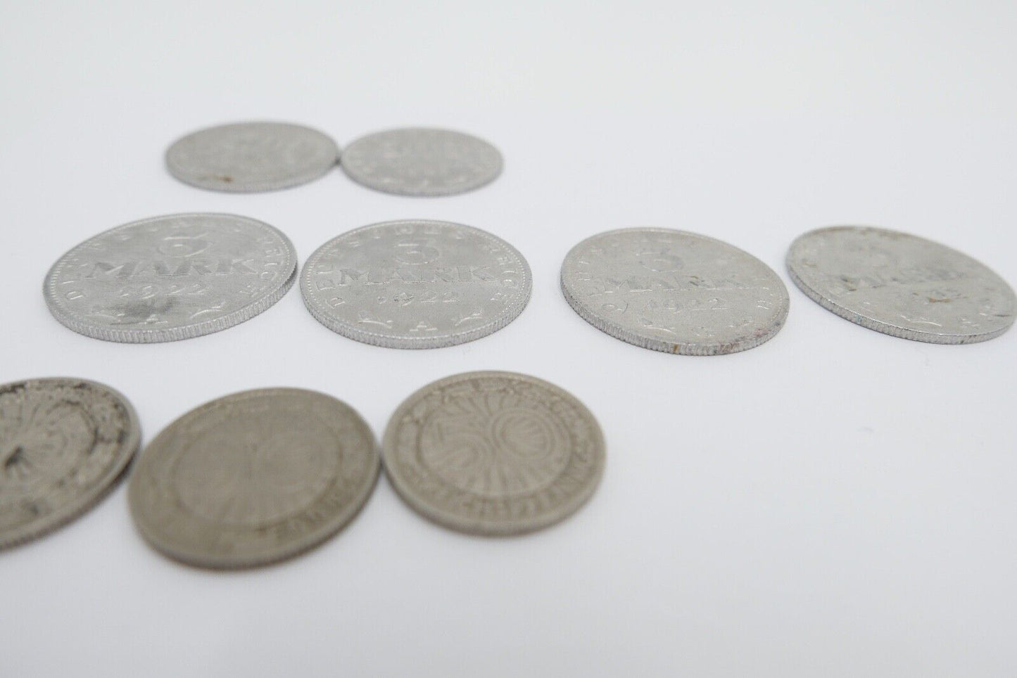 Posten Weimarer Republik 1, 3, 500 Mark 1, 2, 4, 5, 10, 50 Pfennig - Antikhandel-Stuttgart