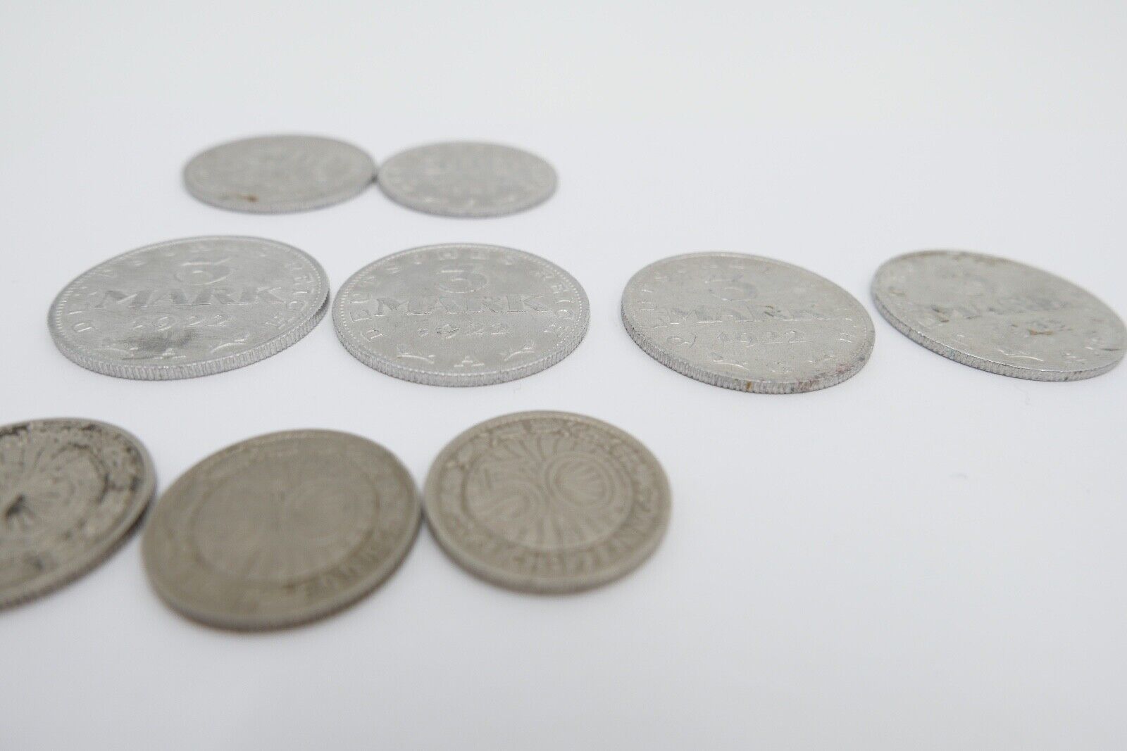 Posten Weimarer Republik 1, 3, 500 Mark 1, 2, 4, 5, 10, 50 Pfennig - Antikhandel-Stuttgart