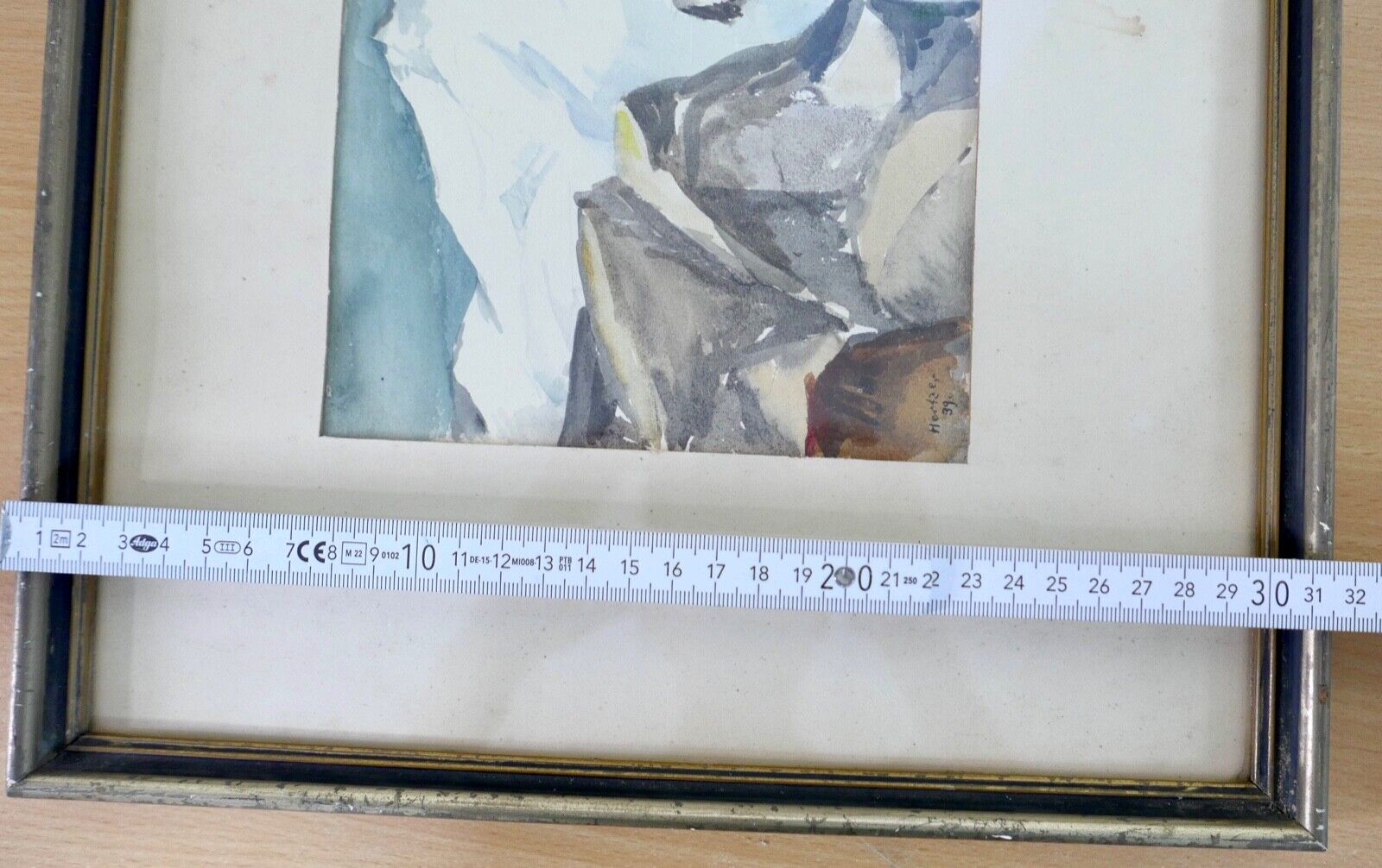 1939 Else Hertzer signiert und datiert Aquarell Winter Berge Landschaft 42x32 cm - Antikhandel-Stuttgart