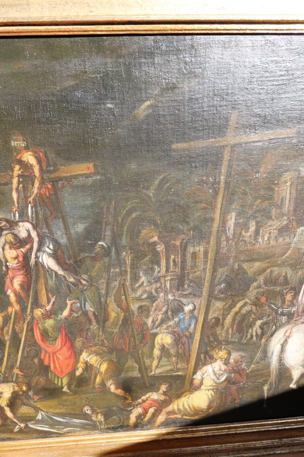 ANTIK 17. Jh KALVARIENBERG ALTMEISTER Gemälde Jesus Öl 106x81,5 cm Goldrahmen - Antikhandel-Stuttgart