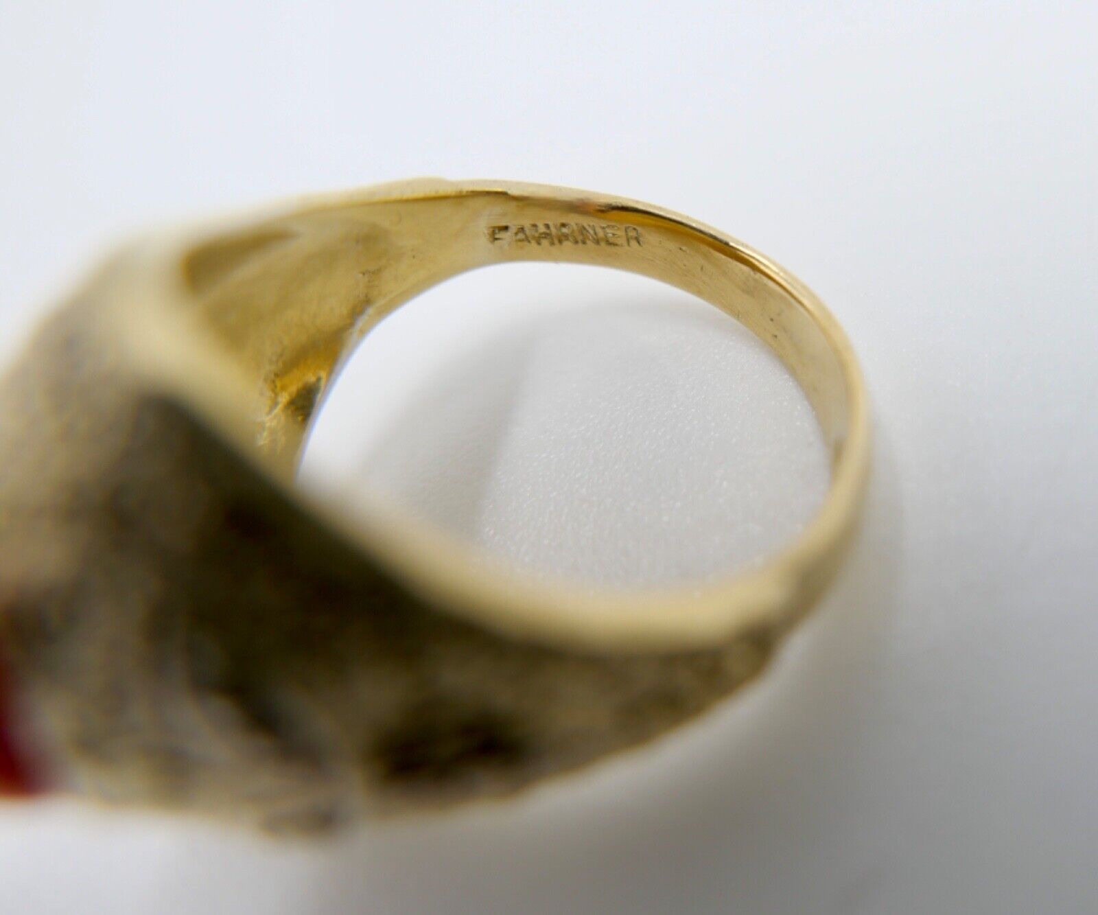 Theodor Fahrner Damenring 1940er 1950er Koralle 925 Silber vergoldet Gr.54 - Antikhandel-Stuttgart