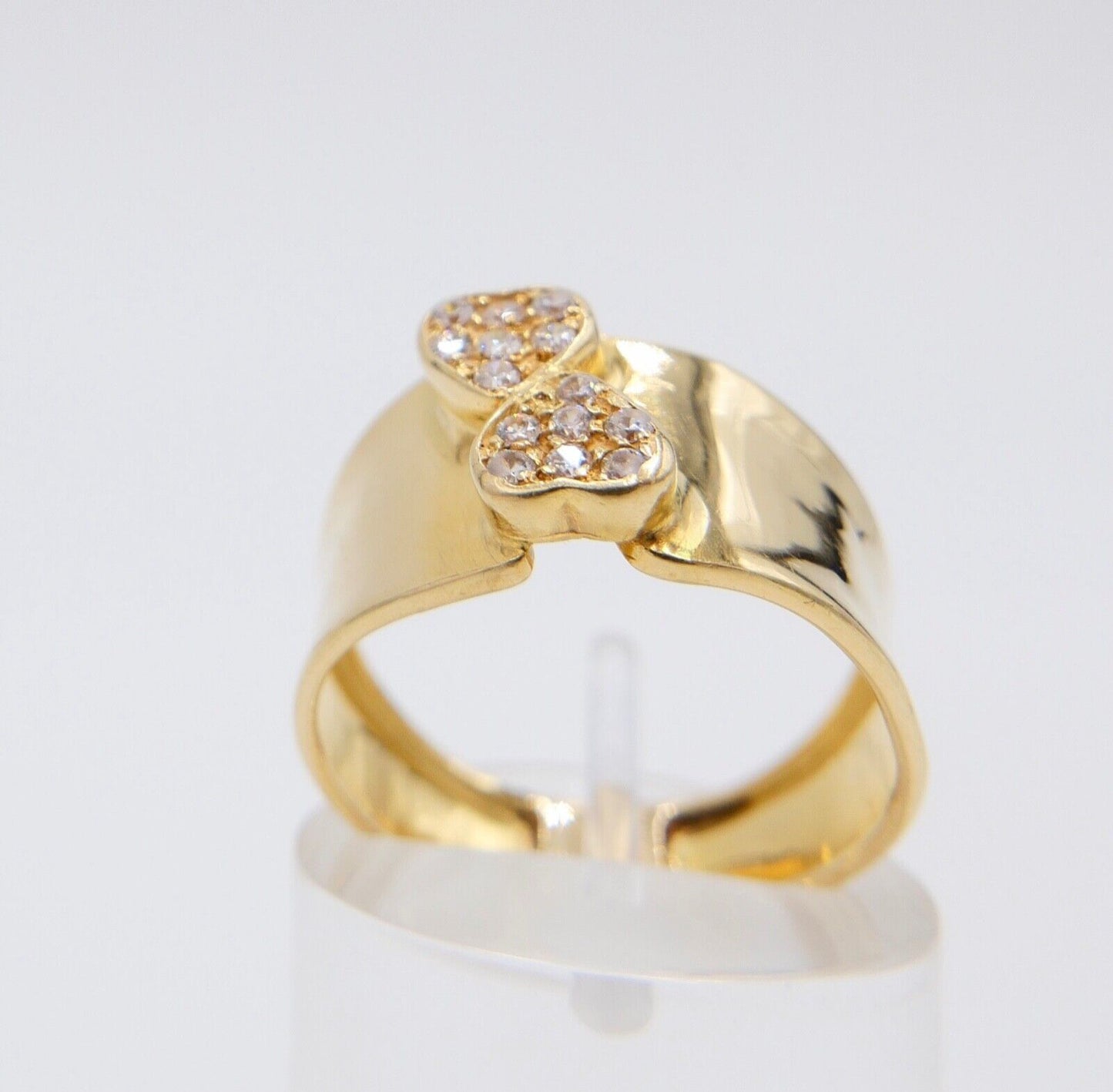 Damen Gold Herz Love Zirkonia Ring 18K 750 1474 VI Oro Top Gr. 61 0,126 Ct - Antikhandel-Stuttgart