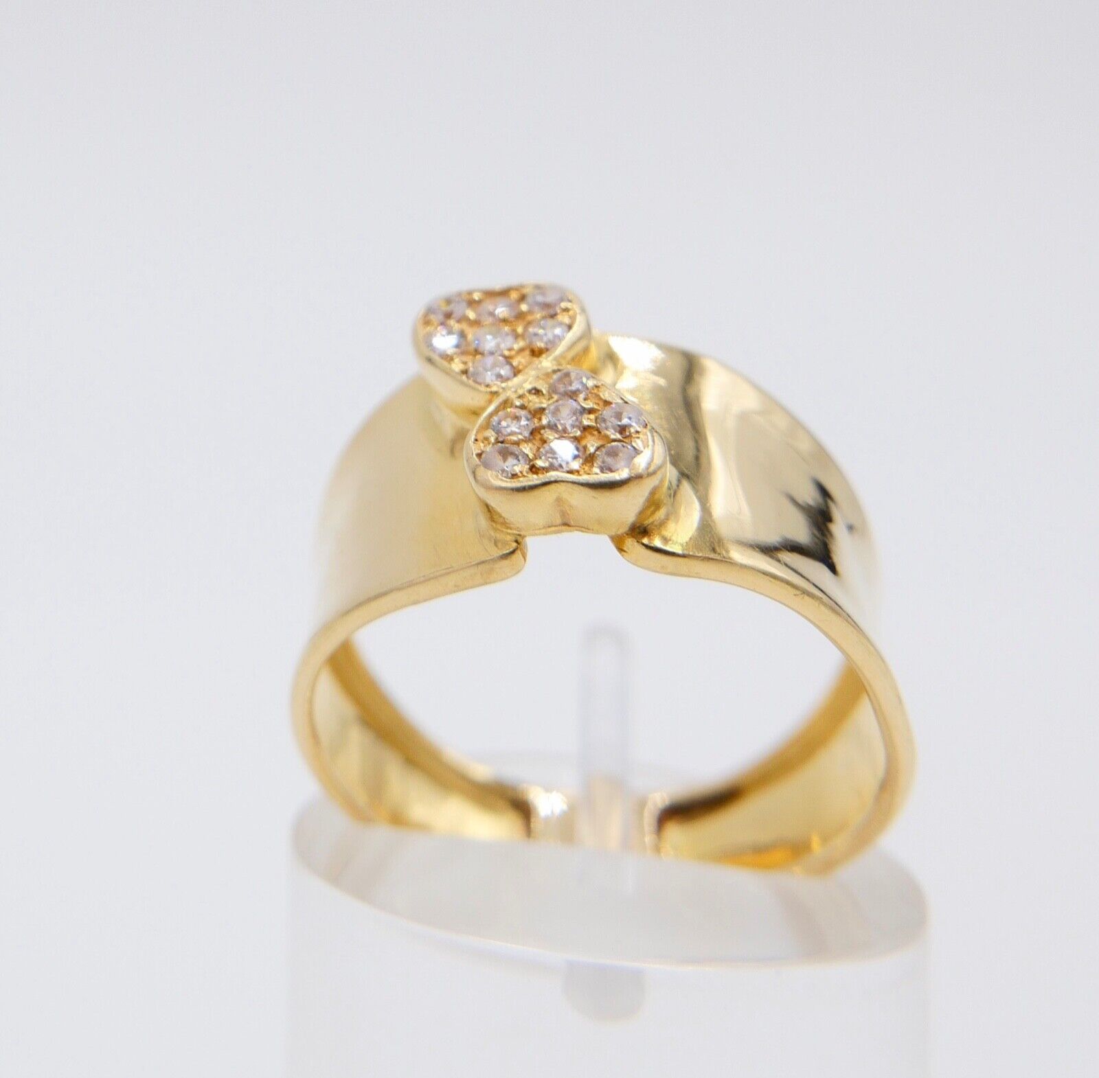 Damen Gold Herz Love Zirkonia Ring 18K 750 1474 VI Oro Top Gr. 61 0,126 Ct - Antikhandel-Stuttgart