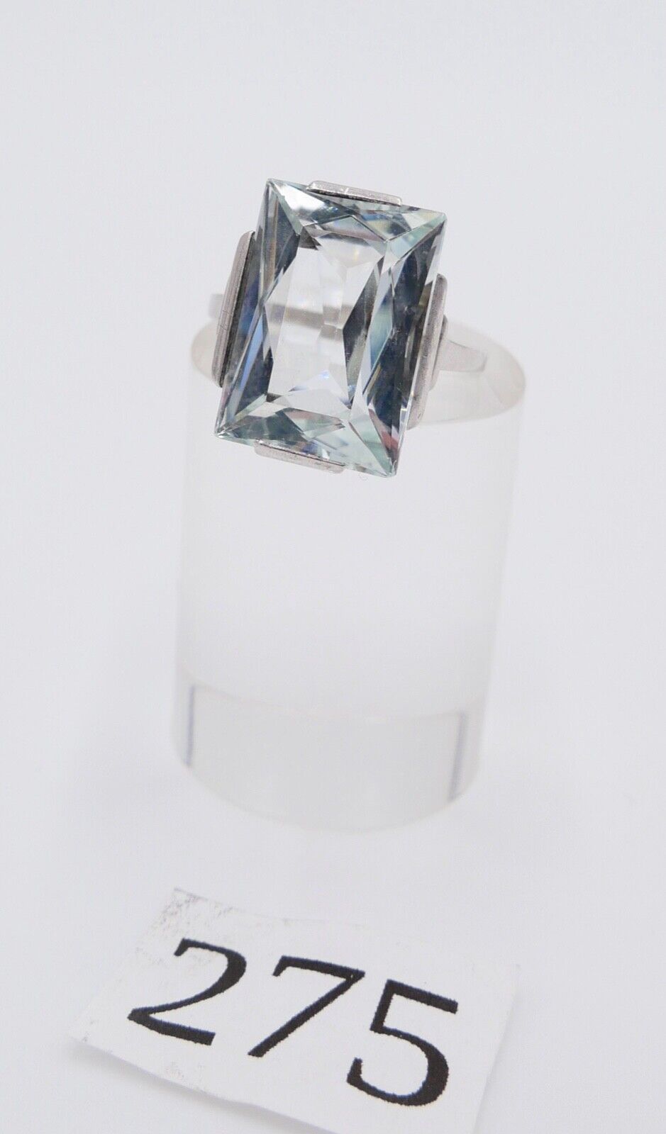 13 Ct Solitär Weißgold Gold Damen Ring 585 14K Natürlicher Aquamarin Gr53-54 TOP - Antikhandel-Stuttgart