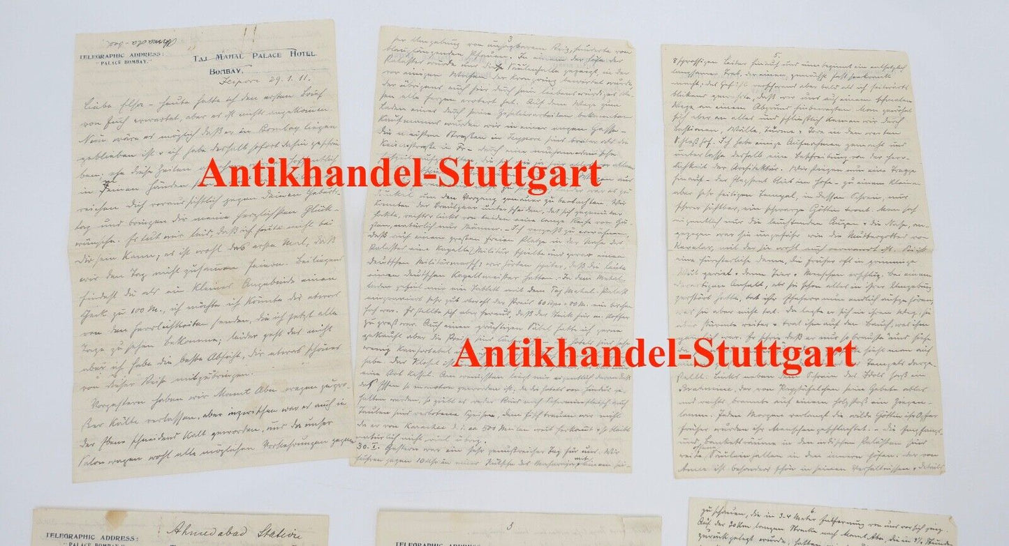 Alte Brief Telegramm Bericht " TAJ MAHAL PALACE HOTEL BOMBAI " 1910 INDIEN - Antikhandel-Stuttgart