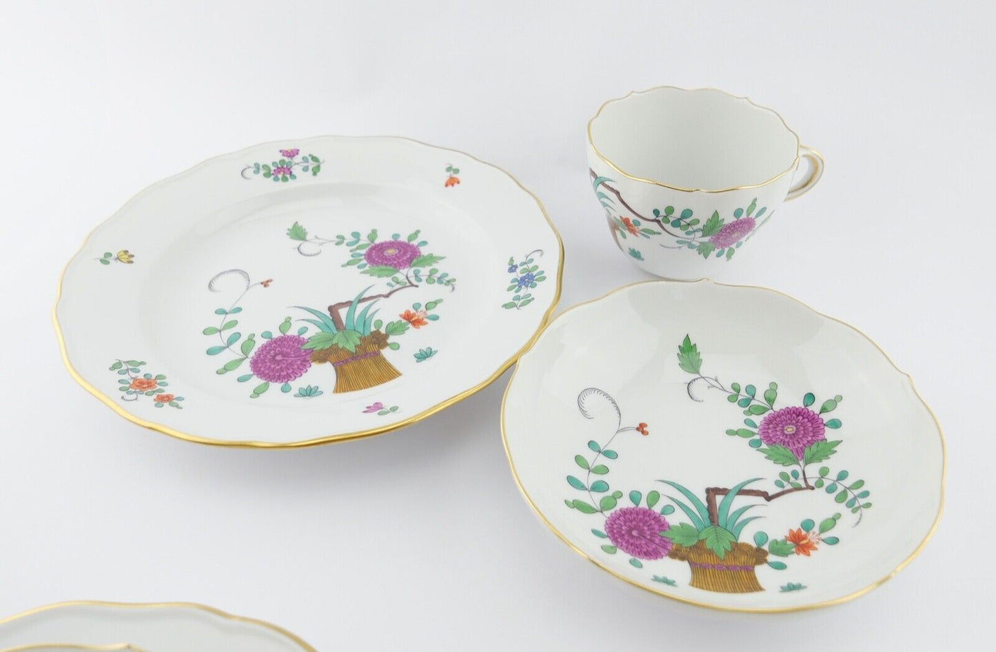 21 Tlg Meissen Garben Muster Dekor Kaffee Service Goldrand 6 Personen NEUwertig - Antikhandel-Stuttgart