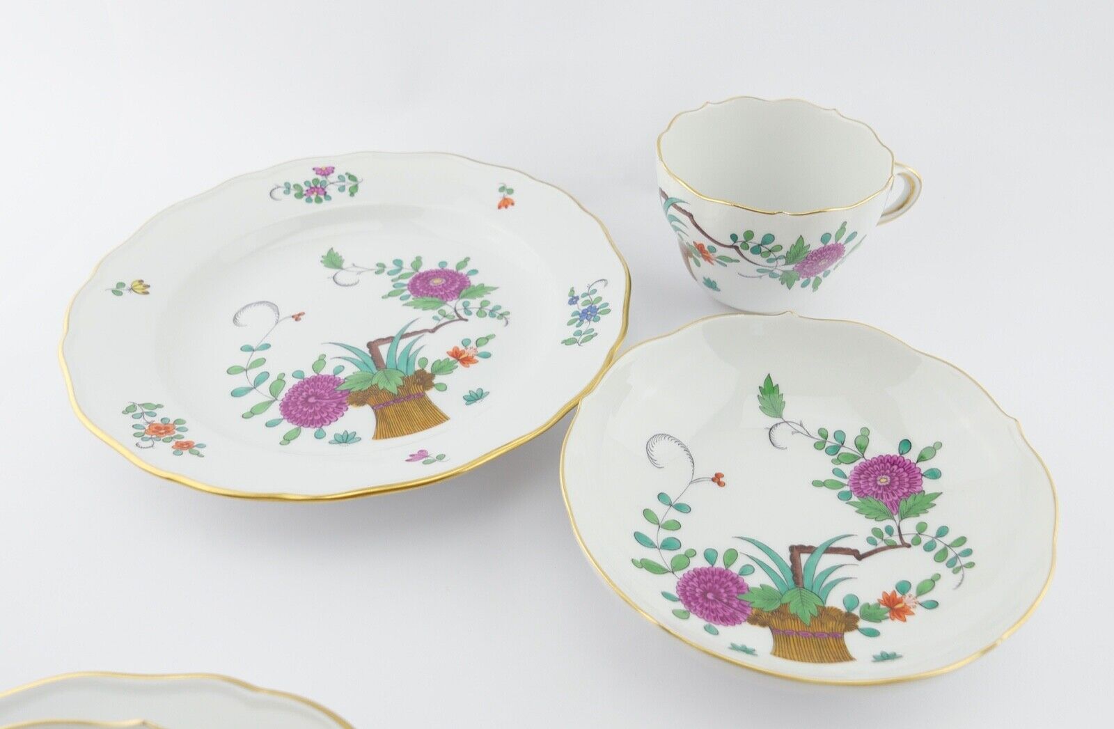 21 Tlg Meissen Garben Muster Dekor Kaffee Service Goldrand 6 Personen NEUwertig - Antikhandel-Stuttgart