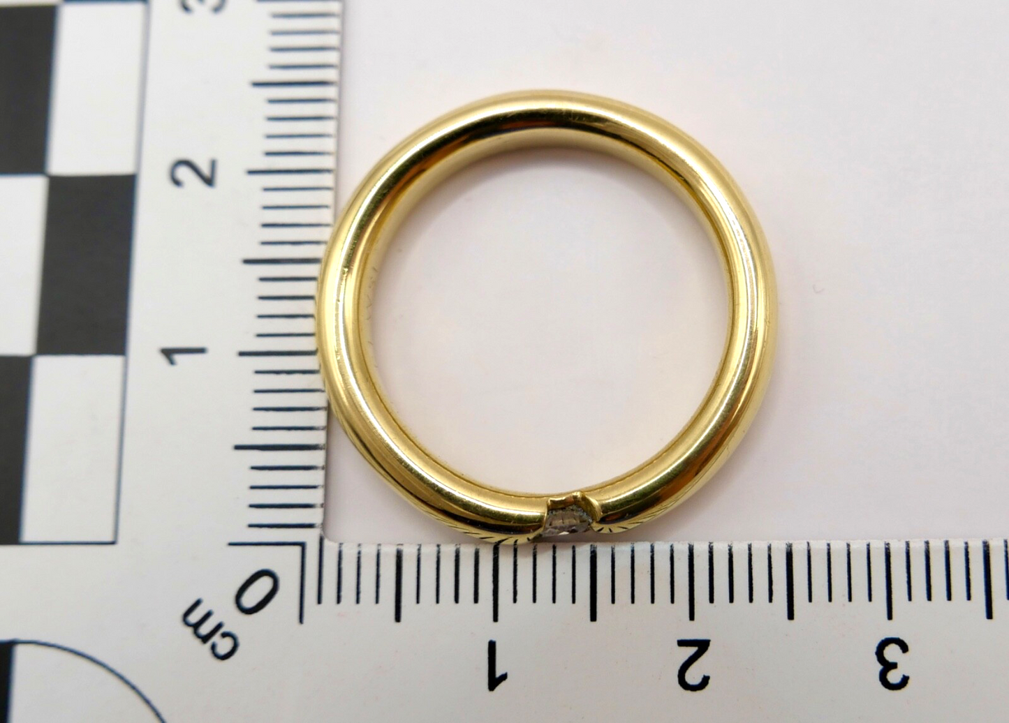 Massiver Damen Solitär Spannring Gelbgold 750 18K Gr. 59 Brillant 0,16 Ct WSI