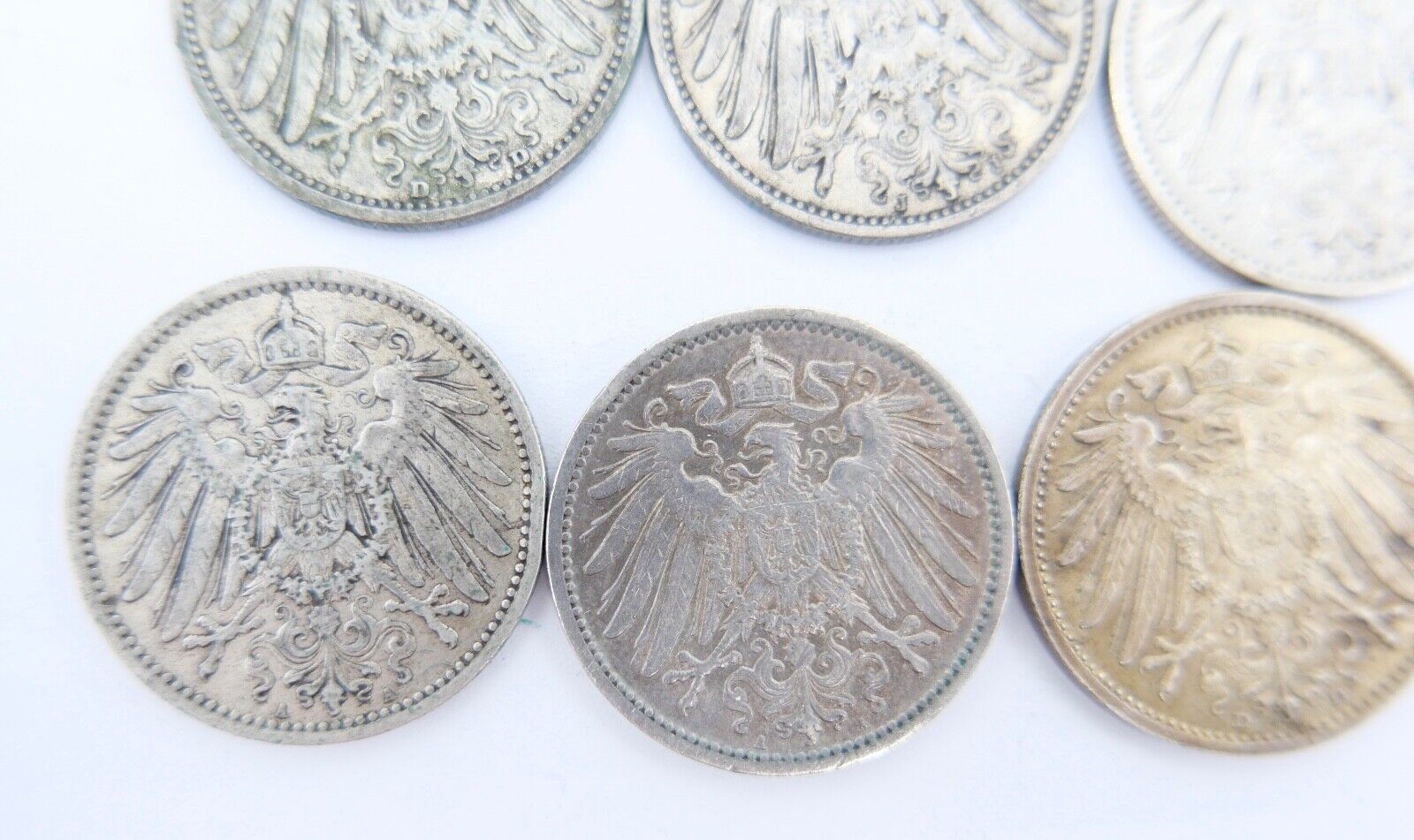 6x 1 Mark Kaiserreich 1900-1915 Jäger J.17 VZ-STG Vorzüglich - Stempelglanz - Antikhandel-Stuttgart
