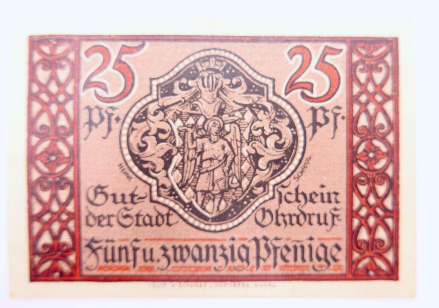 SEHR SELTEN Notgeld der Stadt Ohrdruf 1921 GESTEMPELT 25 Pfennig AU/EF - UNC - Antikhandel-Stuttgart