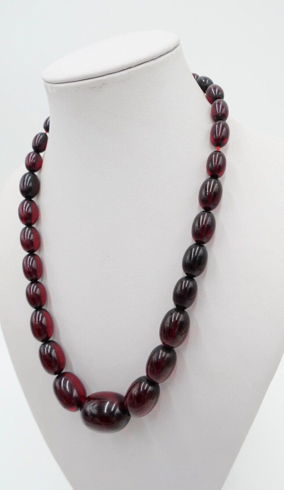 1920er Jahre Cherry Bakelit Rot Oliven bakelite Kette 50 cm - Antikhandel-Stuttgart