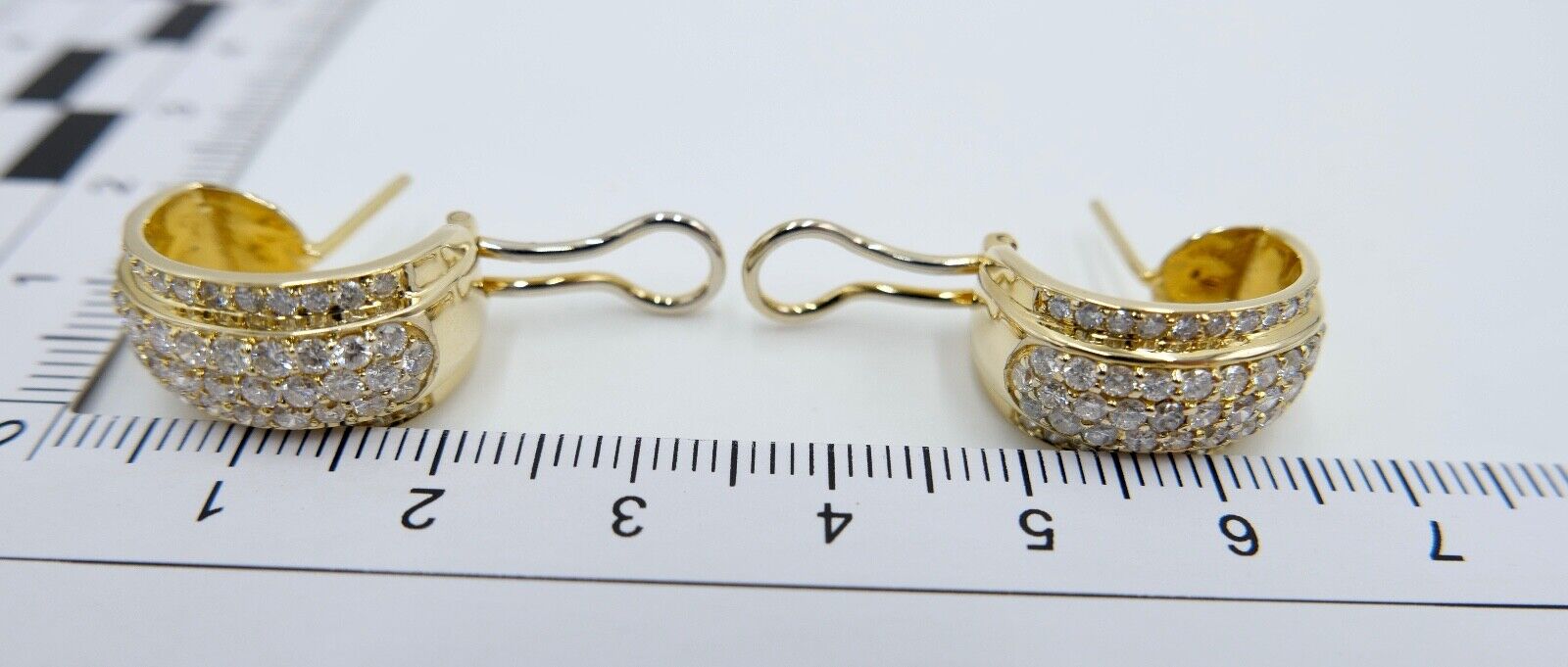 2,52 Ct Diamant Halbcreolen 585 14K Gelbgold 106 Brillanten besetz Ohrringe 90er - Antikhandel-Stuttgart