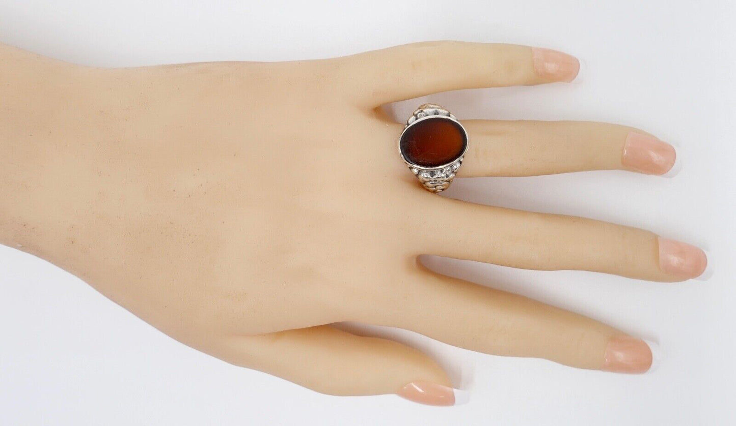 Jugendstil Siegelring Herrenring Ring 835 Silber Gr. 59 mit Karneol - Antikhandel-Stuttgart