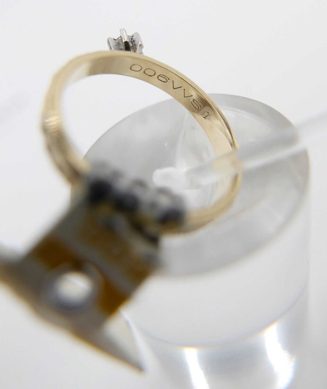 NEU m Etikett 90er Jahre Solitär Ring Gold 585 14K Brillant 0,06 Ct VVS 1 Gr. 53 - Antikhandel-Stuttgart