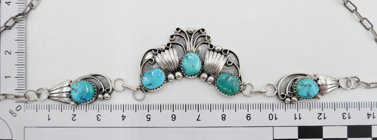 1970er Jahre Kette / Collier JWK John W. Kessler 925 Sterling Silber mit Türkis - Antikhandel-Stuttgart