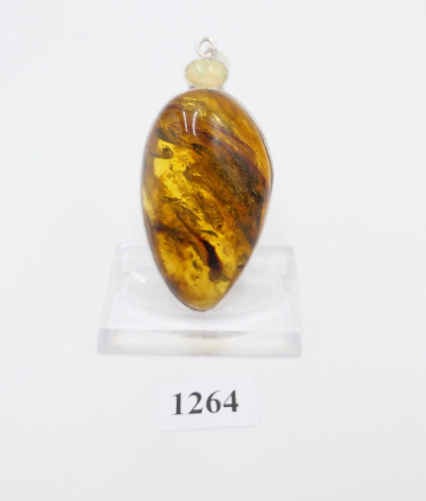 Bernstein Anhänger 925 Silber mit Opal Amber 7,5 cm HANDGEFERTIGT - Antikhandel-Stuttgart